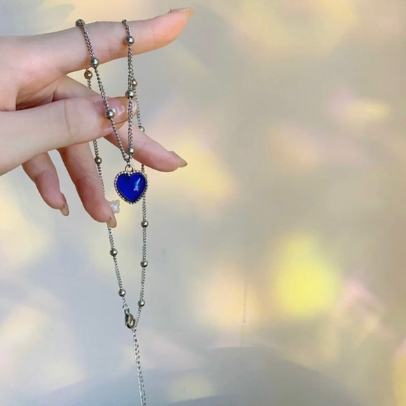 Fashionable Stainless Steel Necklace Color Changing Heart-Shaped Mood Pendant - Picture 14 of 14